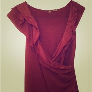 Silk Anthropologie maroon top